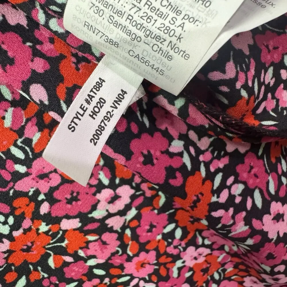 J. Crew Womens Floral Abstract Long Sleeve Popover Blouse Top Large Red Pink